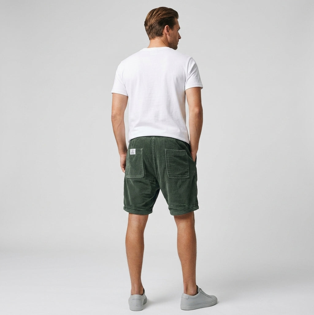 Lässig | Short pour homme – Short décontracté à motif velours côtelé et taille élastique