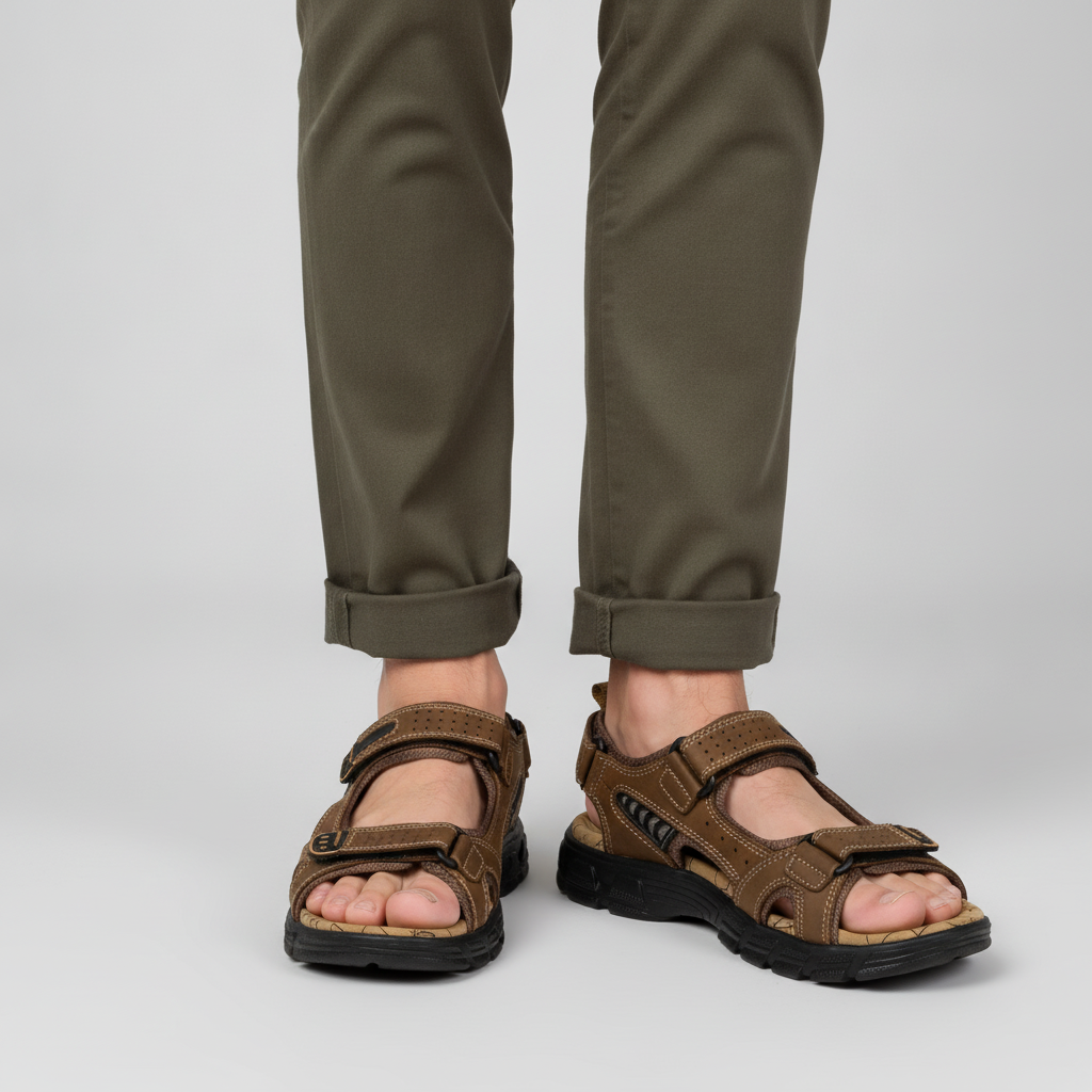 Homme | Sandales confort – Sandales orthopédiques ergonomiques d'été à structure respirante et semelle rembourrée