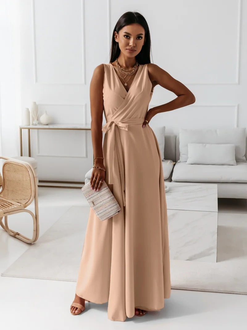Hailey | Robe Longue Portefeuille – Élégante Robe de Mariage pour Invitées, Style Chic et Fluide