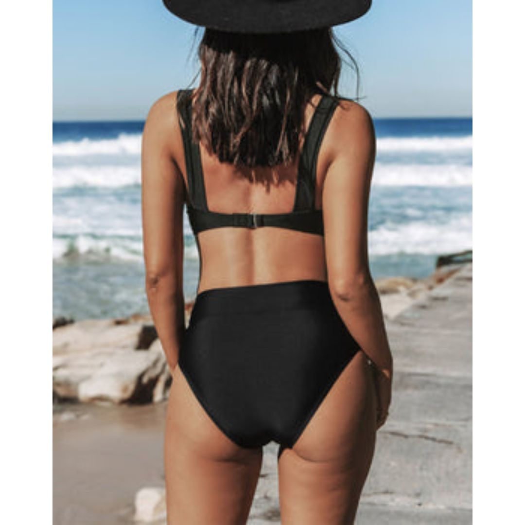 Hilde™ | Maillot de bain taille haute – Maillot élégant à col montant pour la natation et la plage