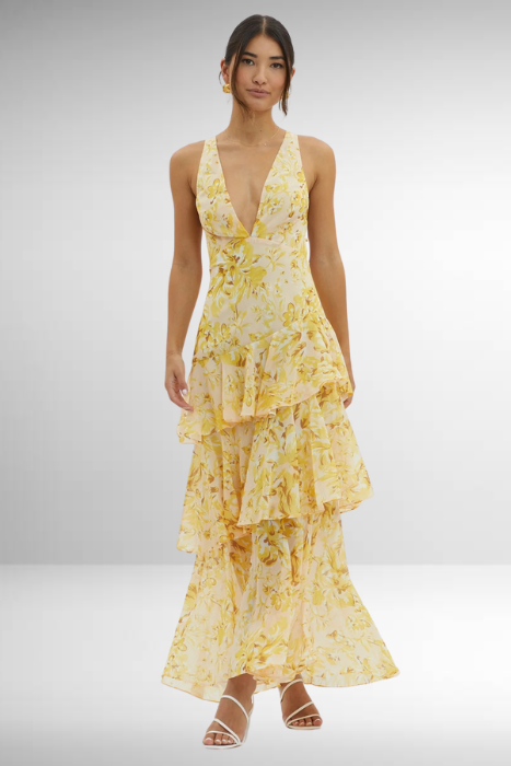 Isabelle | Robe d'invitée de mariage – Élégante robe maxi avec fente pour femme
