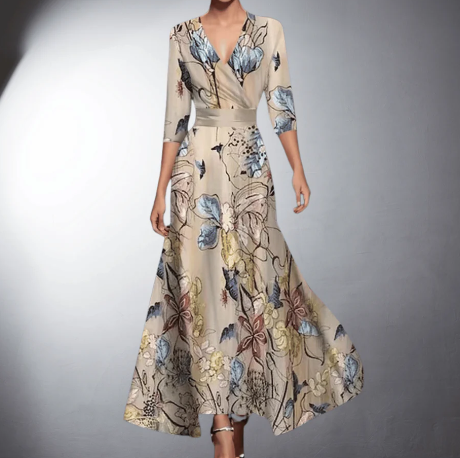 Isadora | Robe Longue Élégante – Robe Imprimée Floral pour Soirée et Mariage