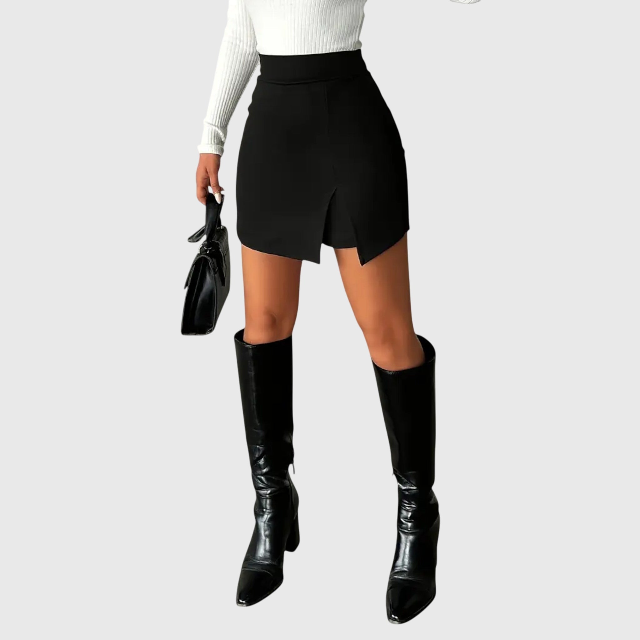 Johanna | Jupe Crayon – Jupe crayon noire élégante à fente – Parfaite pour toutes les occasions
