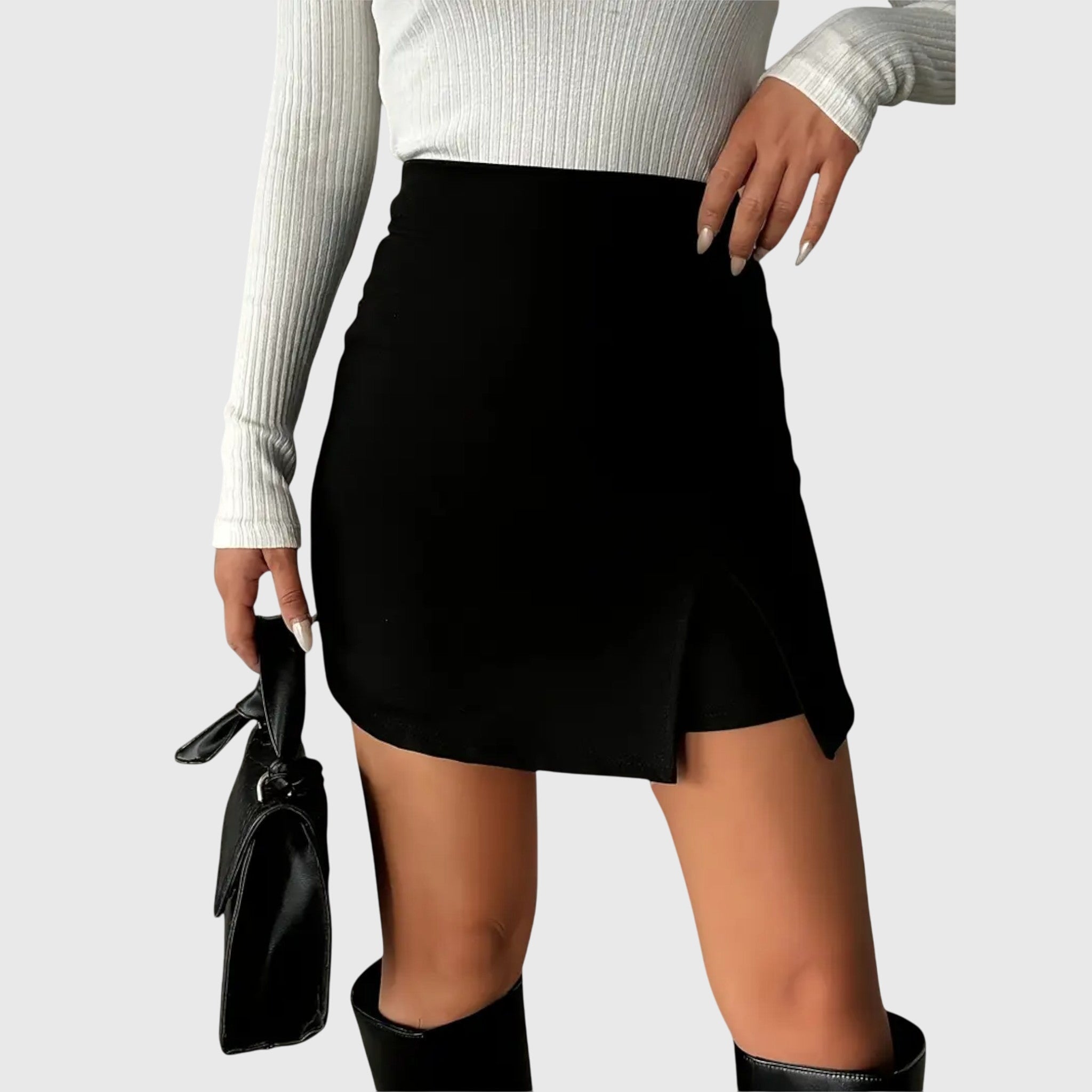 Johanna | Jupe Crayon – Jupe crayon noire élégante à fente – Parfaite pour toutes les occasions