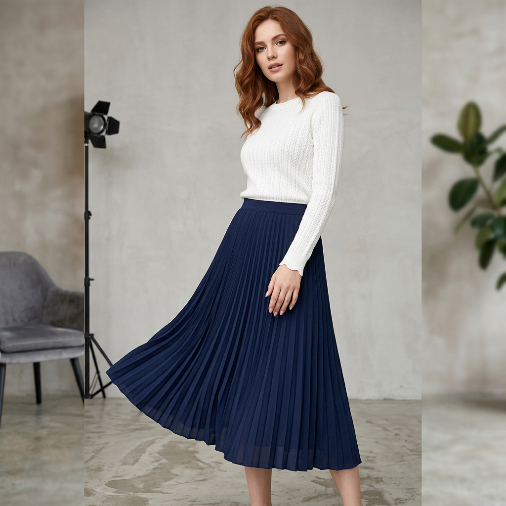 Justyna | Jupe Midi – Jupe en satin plissée élégante à taille haute pour le quotidien et les fêtes