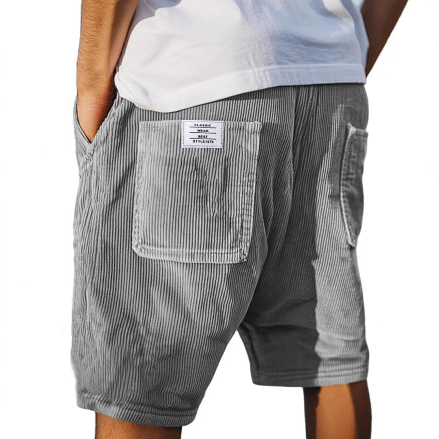 Lässig | Short pour homme – Short décontracté à motif velours côtelé et taille élastique