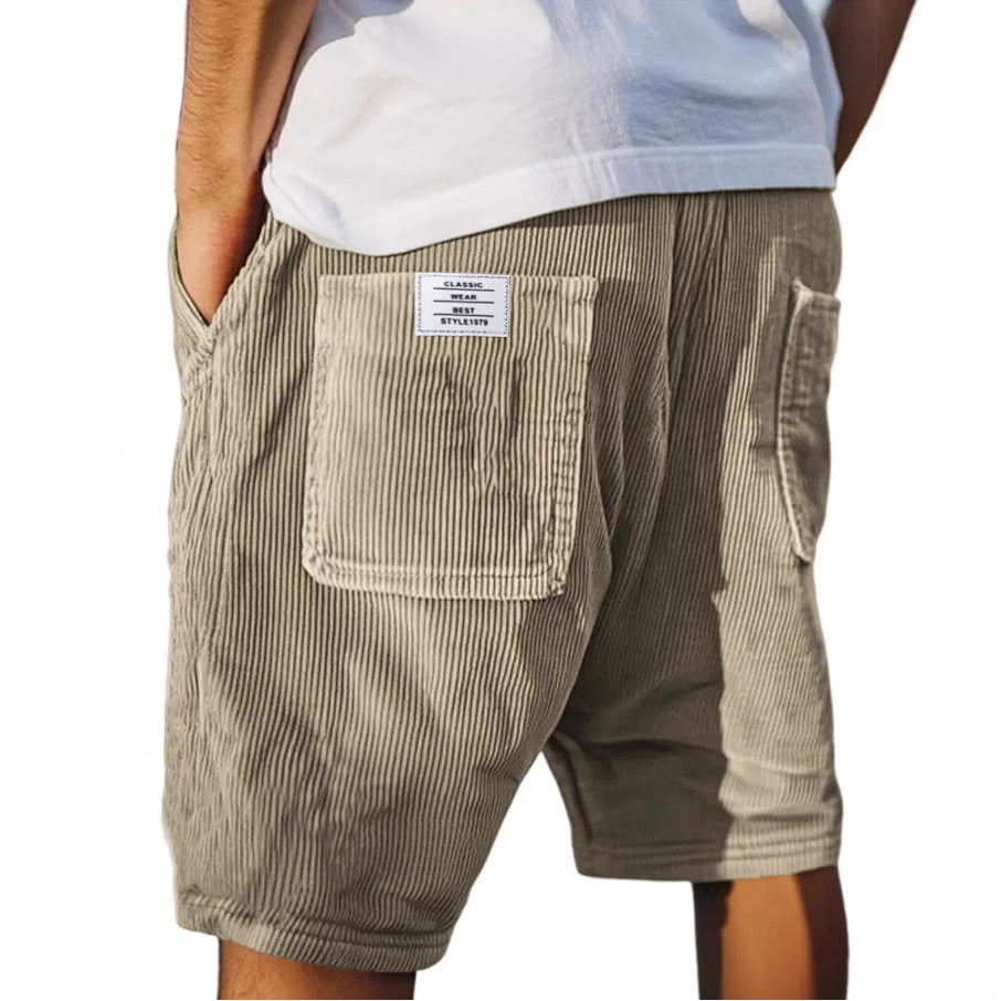 Lässig | Short pour homme – Short décontracté à motif velours côtelé et taille élastique