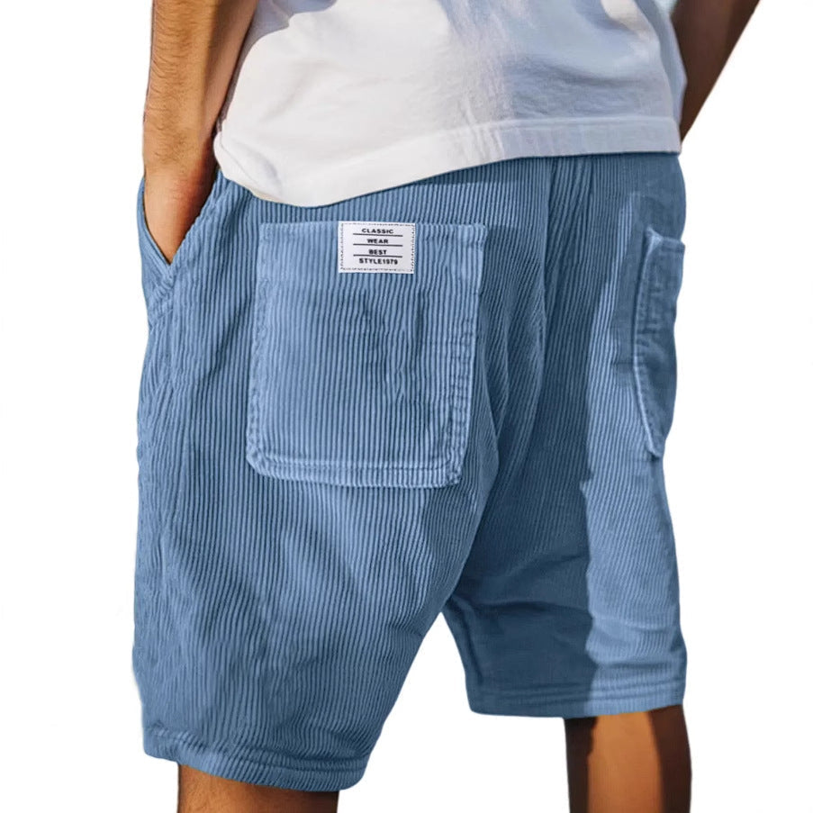 Lässig | Short pour homme – Short décontracté à motif velours côtelé et taille élastique