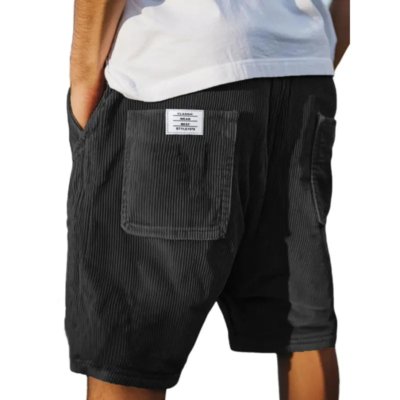 Lässig | Short pour homme – Short décontracté à motif velours côtelé et taille élastique