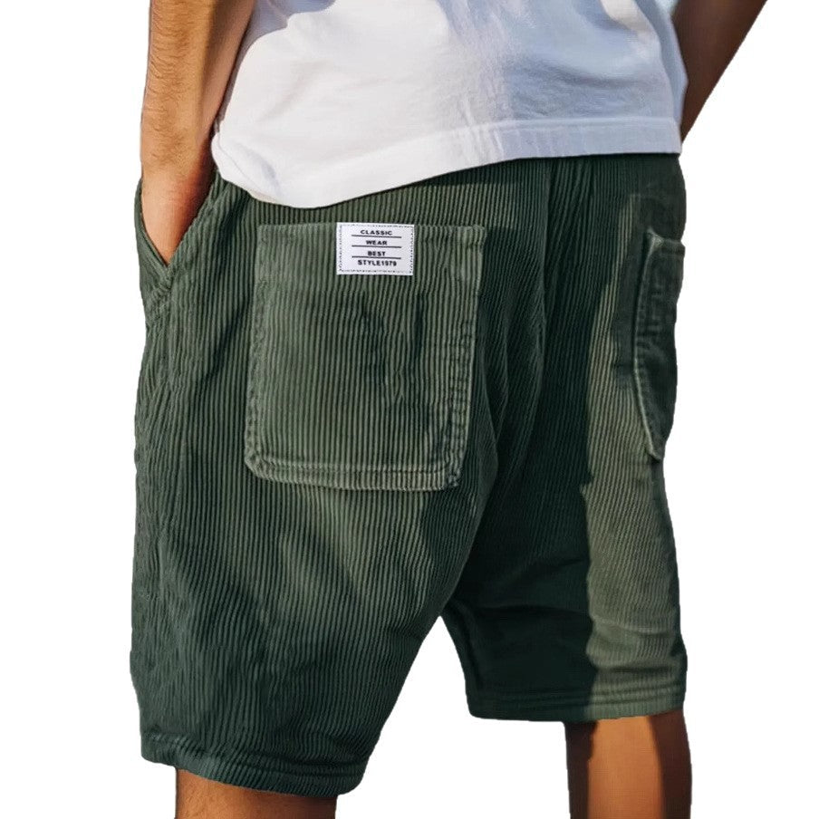 Lässig | Short pour homme – Short décontracté à motif velours côtelé et taille élastique