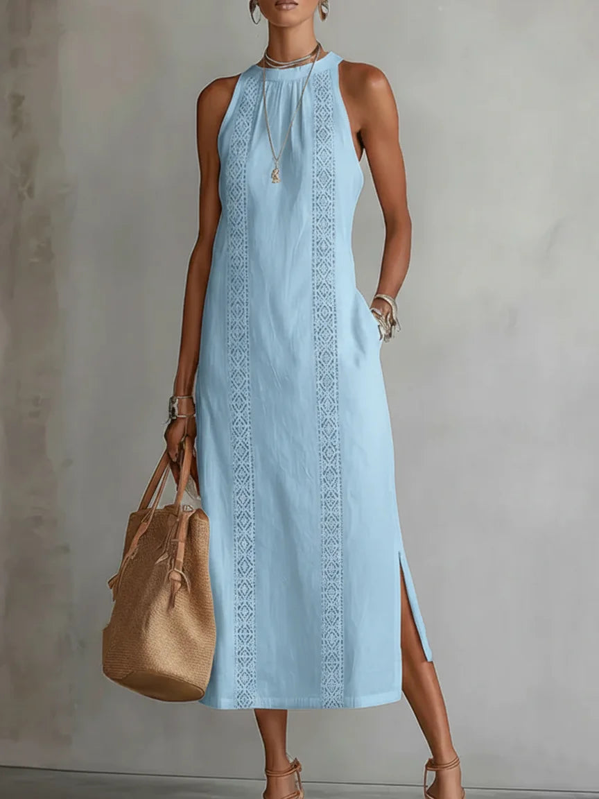 Léonie | Robe Longue en Dentelle – Élégante Robe Maxi à Épaules Dénudées avec Poches