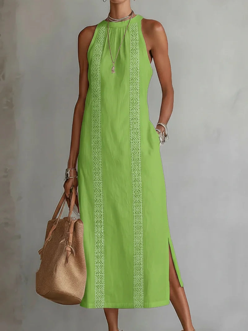 Léonie | Robe Longue en Dentelle – Élégante Robe Maxi à Épaules Dénudées avec Poches