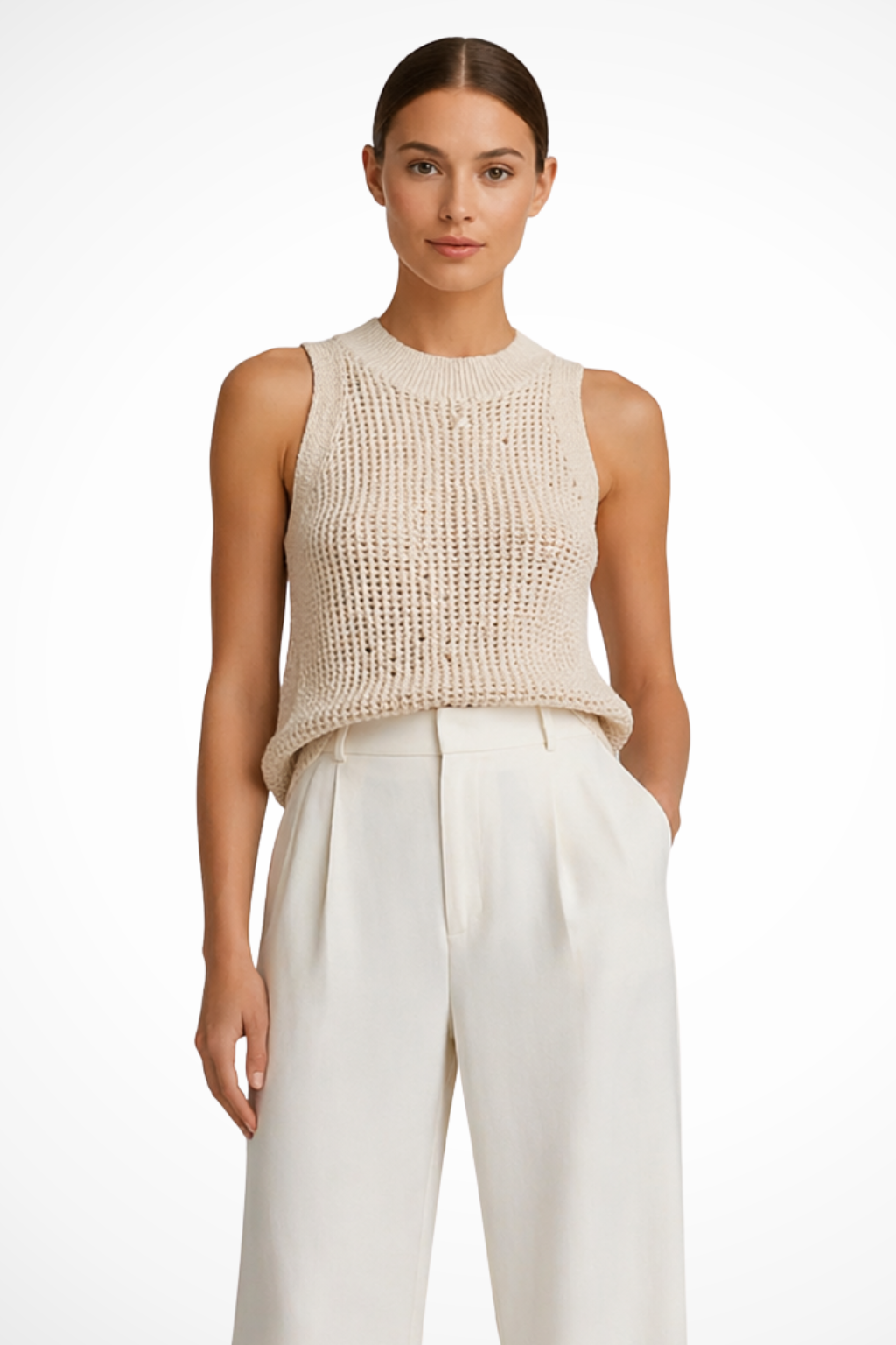 Lillian | Top court sans manches au crochet – Top en maille léger et polyvalent pour les journées chaudes