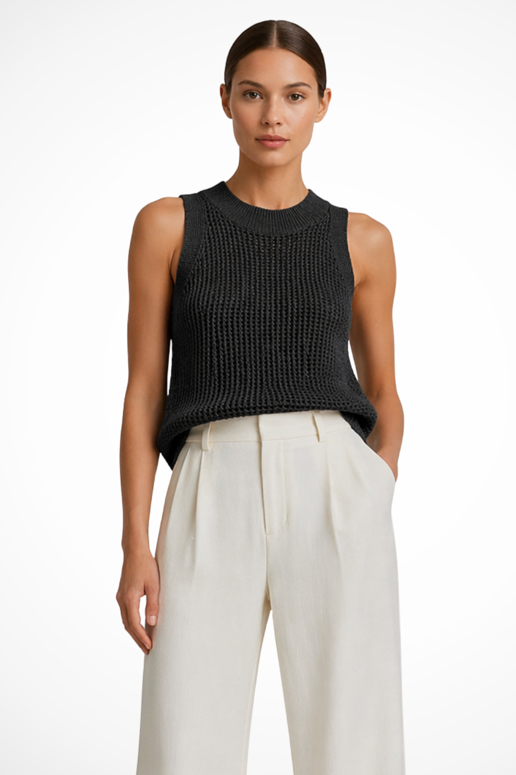Lillian | Top court sans manches au crochet – Top en maille léger et polyvalent pour les journées chaudes