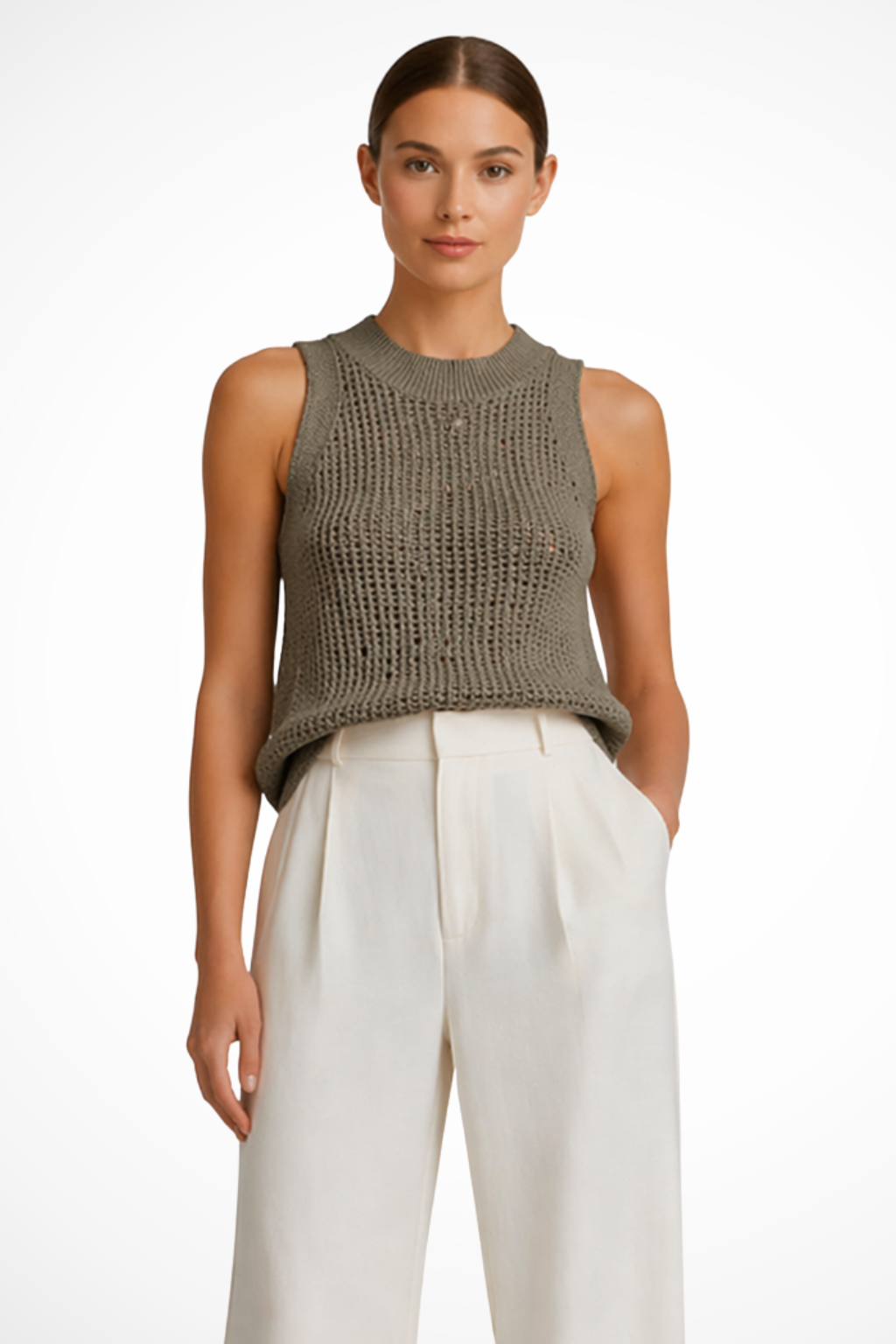 Lillian | Top court sans manches au crochet – Top en maille léger et polyvalent pour les journées chaudes