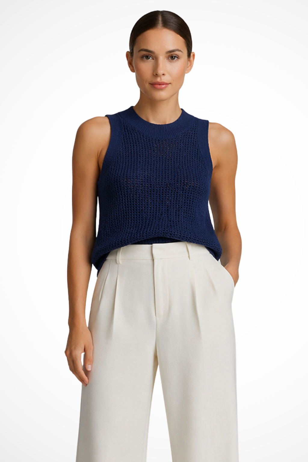 Lillian | Top court sans manches au crochet – Top en maille léger et polyvalent pour les journées chaudes