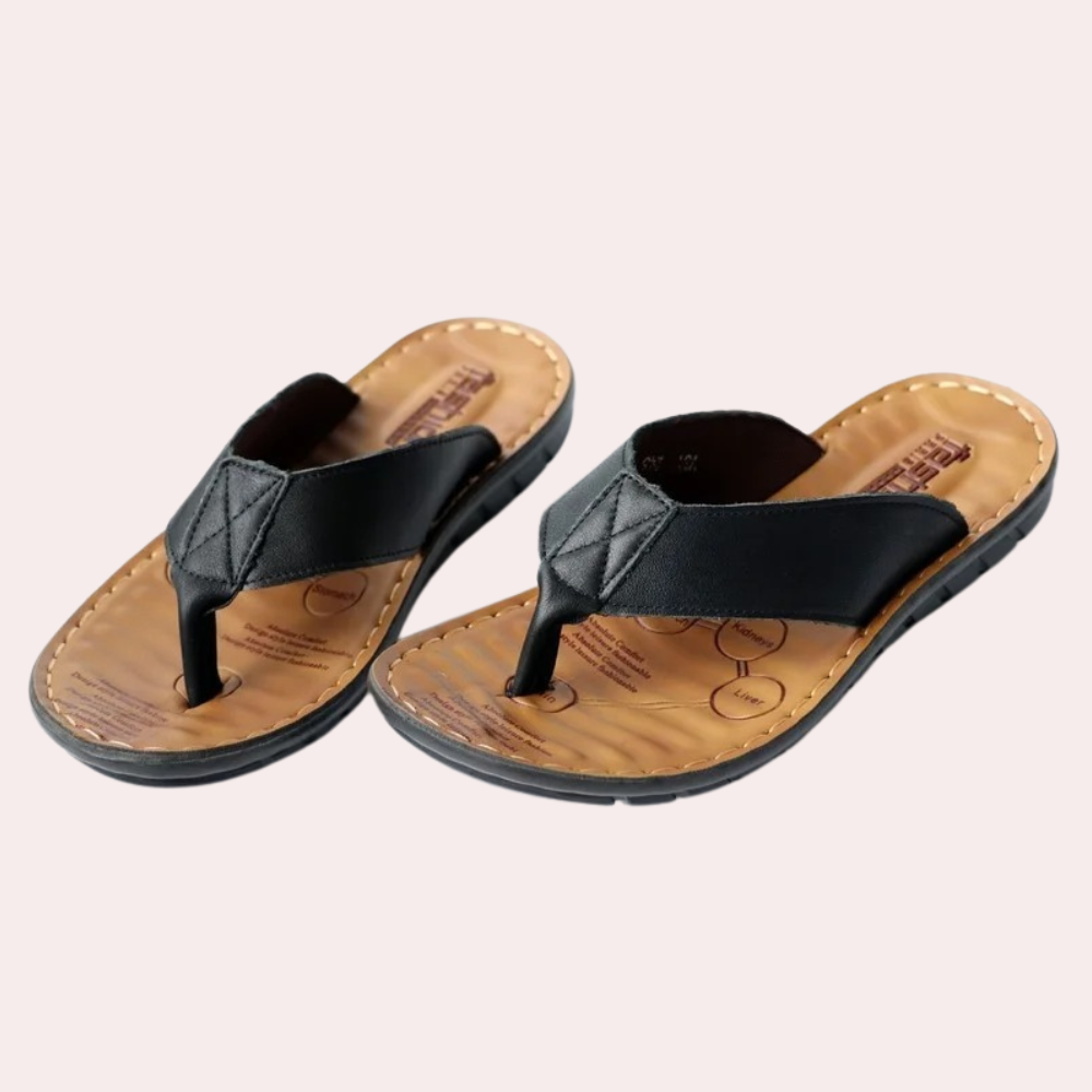 Lowell | Tongs d'été – Sandales confortables aspect cuir pour un usage quotidien