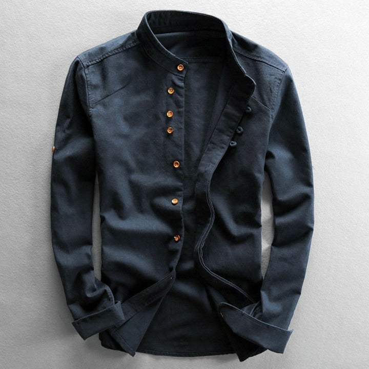 Mads | Chemise Japonaise pour Homme – Élégante Chemise Minimaliste avec Col Montant