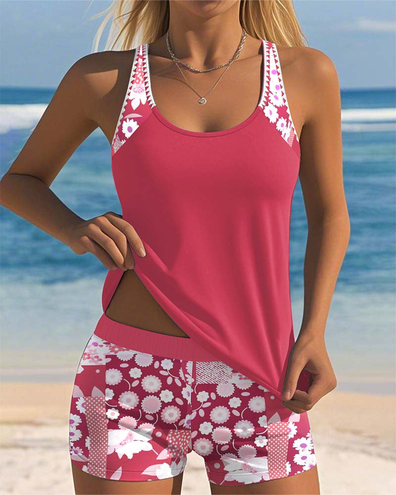 Melanie | Maillot de bain deux pièces – Maillot confortable à motif floral pour la plage et la piscine