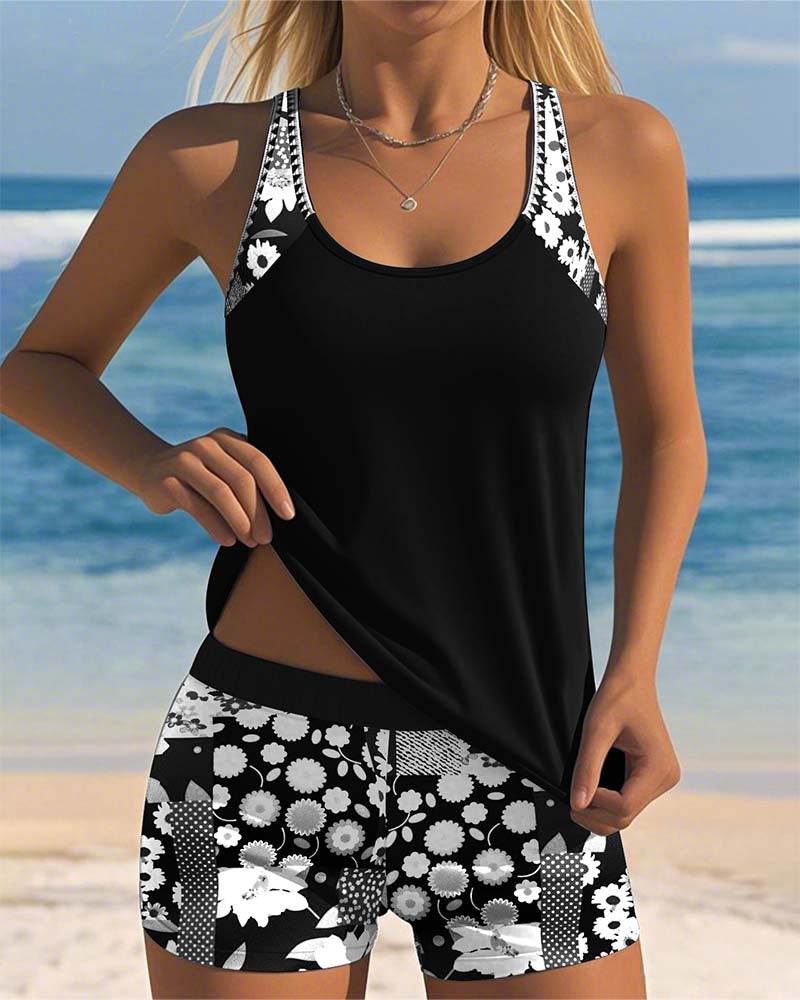 Melanie | Maillot de bain deux pièces – Maillot confortable à motif floral pour la plage et la piscine