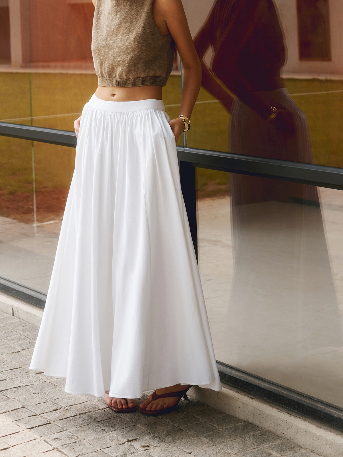 Nora | Jupe Maxi Plissée Taille Haute – Jupe élégante en lin pour le quotidien et les fêtes