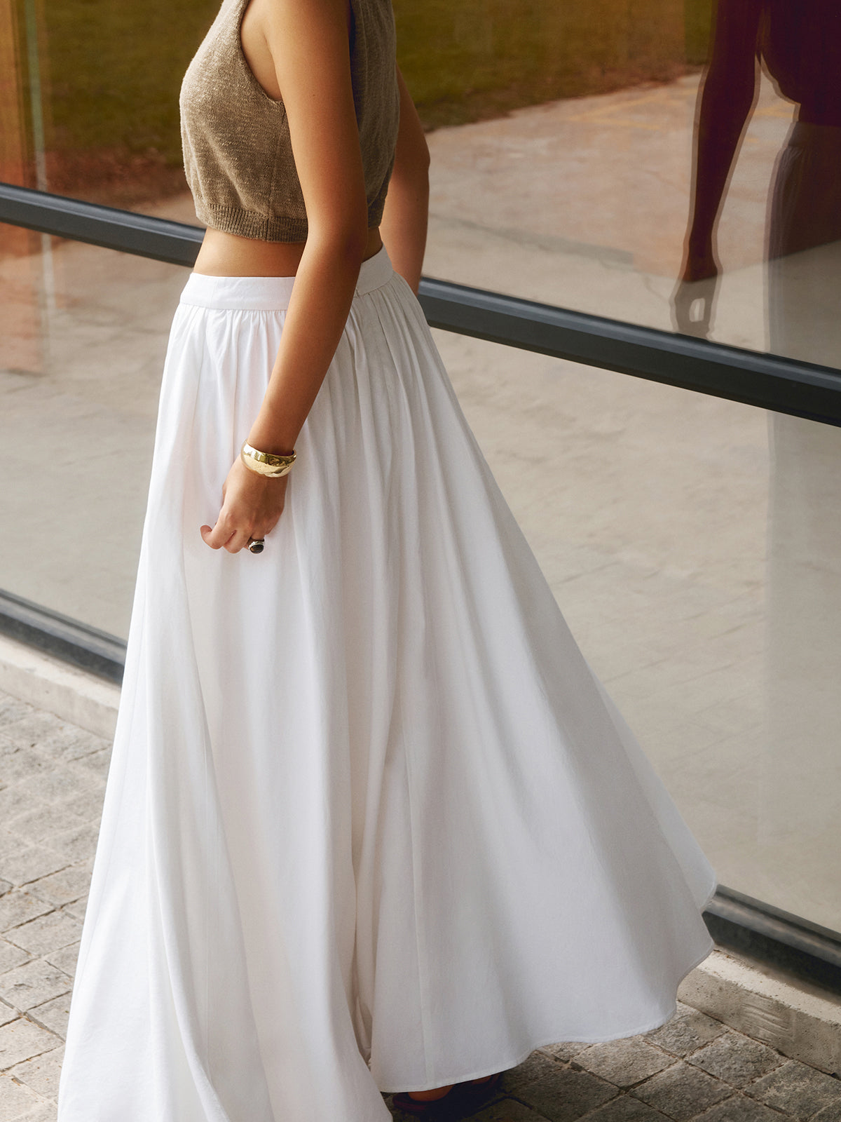 Nora | Jupe Maxi Plissée Taille Haute – Jupe élégante en lin pour le quotidien et les fêtes