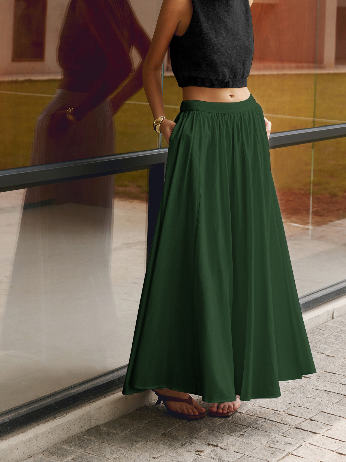 Nora | Jupe Maxi Plissée Taille Haute – Jupe élégante en lin pour le quotidien et les fêtes