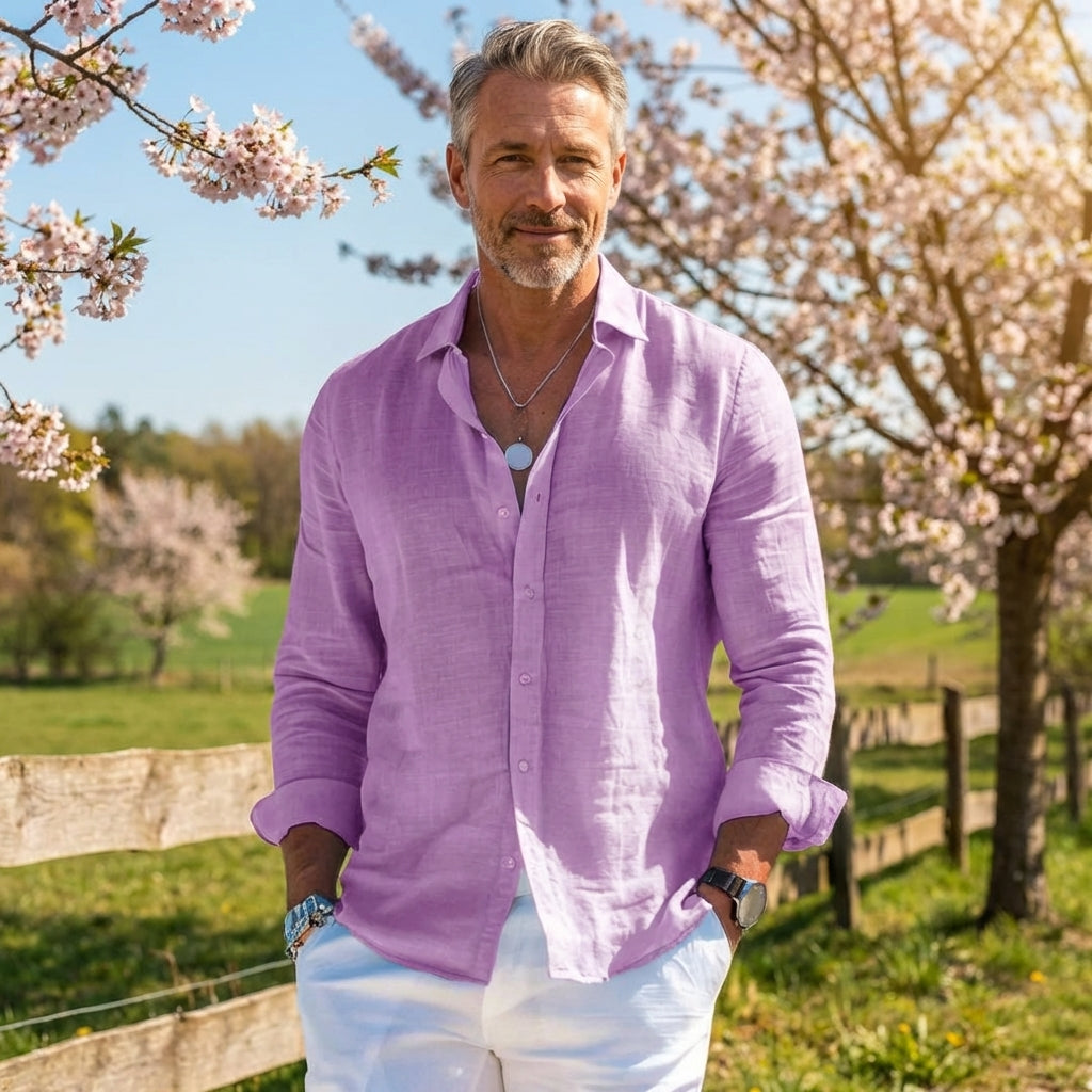 Robert | Chemise en Lin pour Homme – Chemise légère et respirante à manches longues pour un usage quotidien