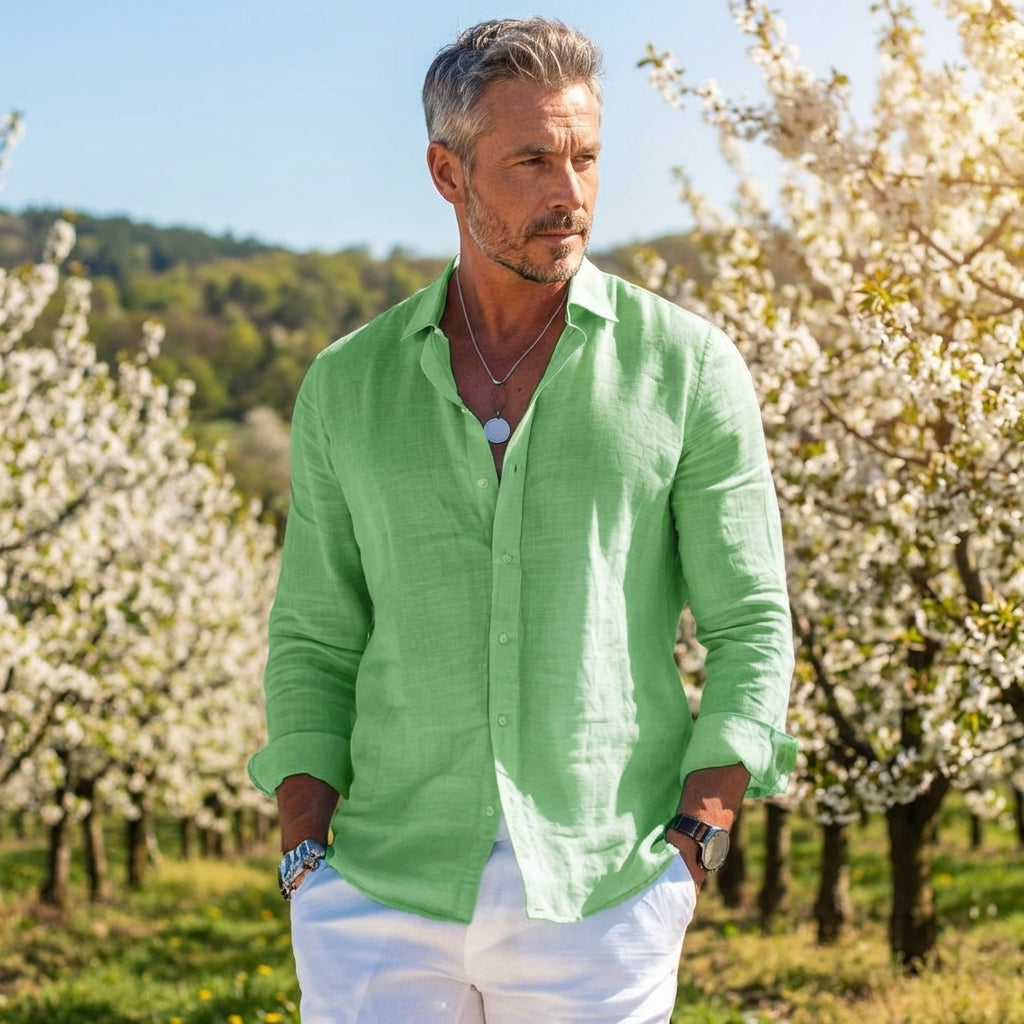 Robert | Chemise en Lin pour Homme – Chemise légère et respirante à manches longues pour un usage quotidien
