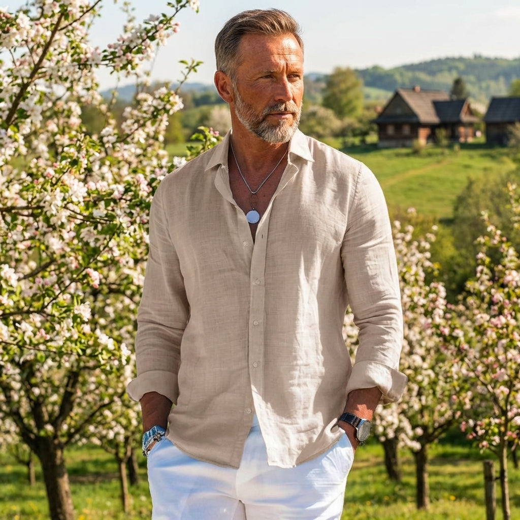 Robert | Chemise en Lin pour Homme – Chemise légère et respirante à manches longues pour un usage quotidien