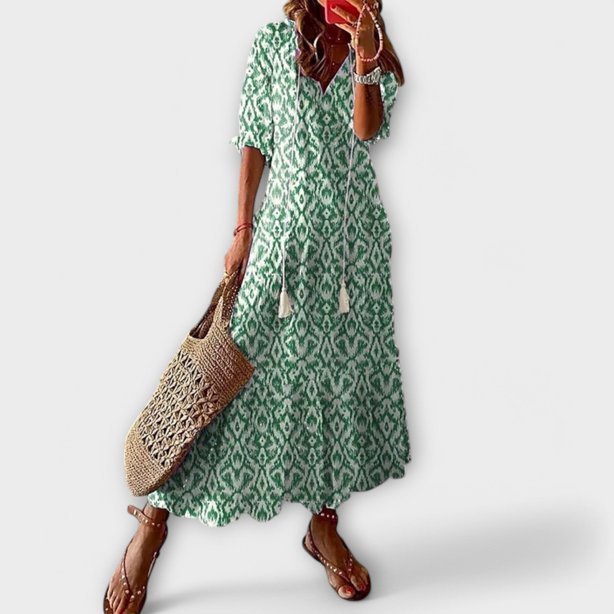Savane | Robe Bohème Longue – Élégante Robe Fluide Idéale pour Été et Sorties