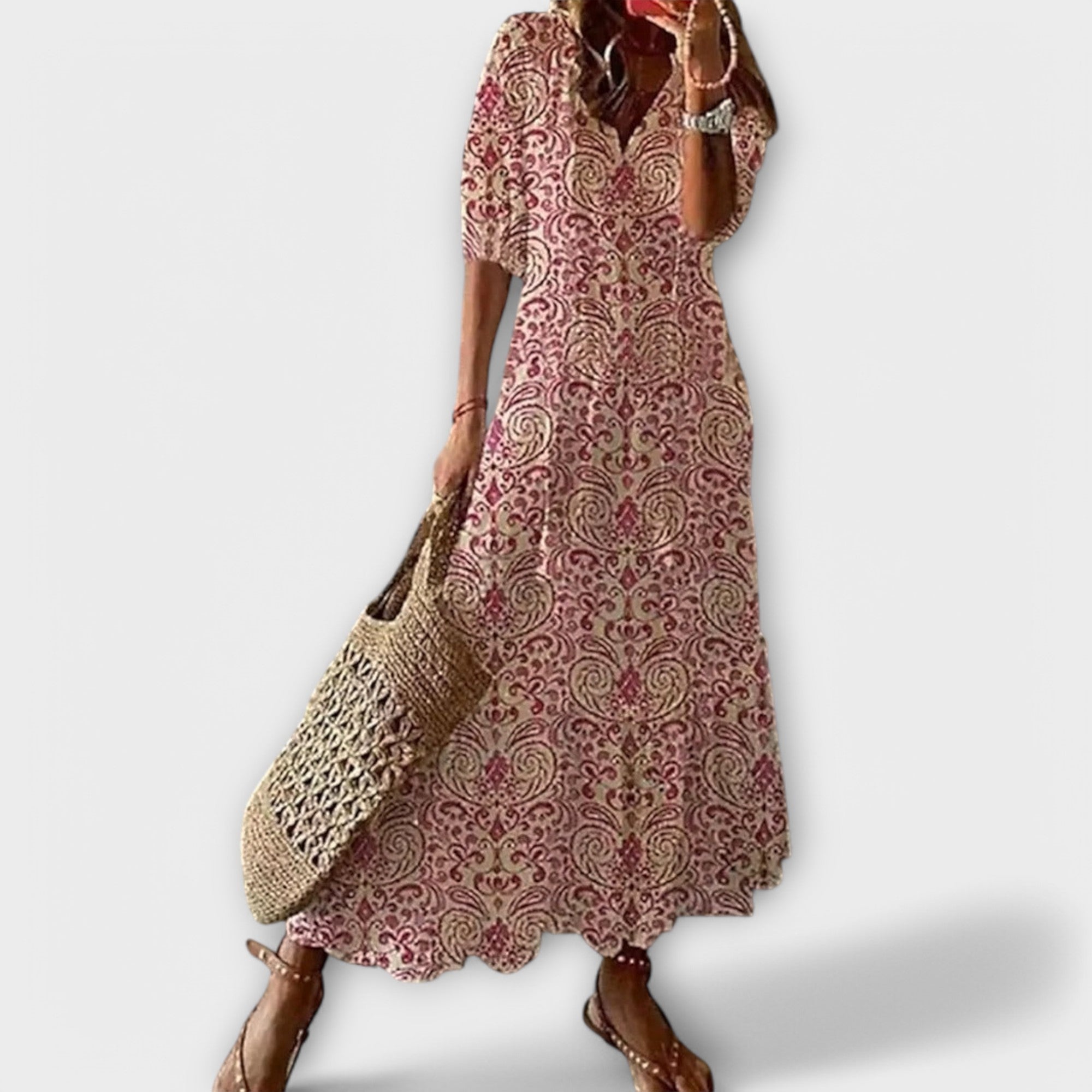 Savane | Robe Bohème Longue – Élégante Robe Fluide Idéale pour Été et Sorties