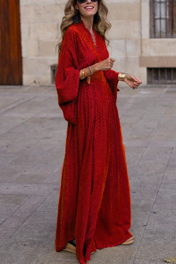 Sienne | Robe Longue Imprimée – Élégante Robe Maxi d'Été avec Silhouette Fluide