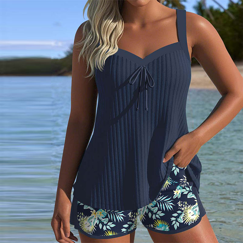 Sofia | Ensemble tankini – Tankini rayé élégant avec short deux pièces pour la plage