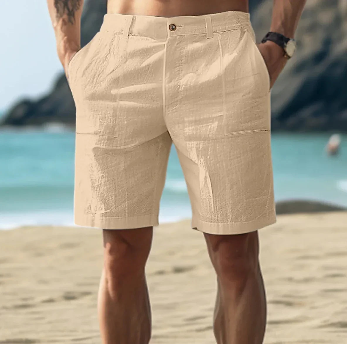 Style estival | Short en lin pour homme – Short décontracté confortable pour les soirées d'été