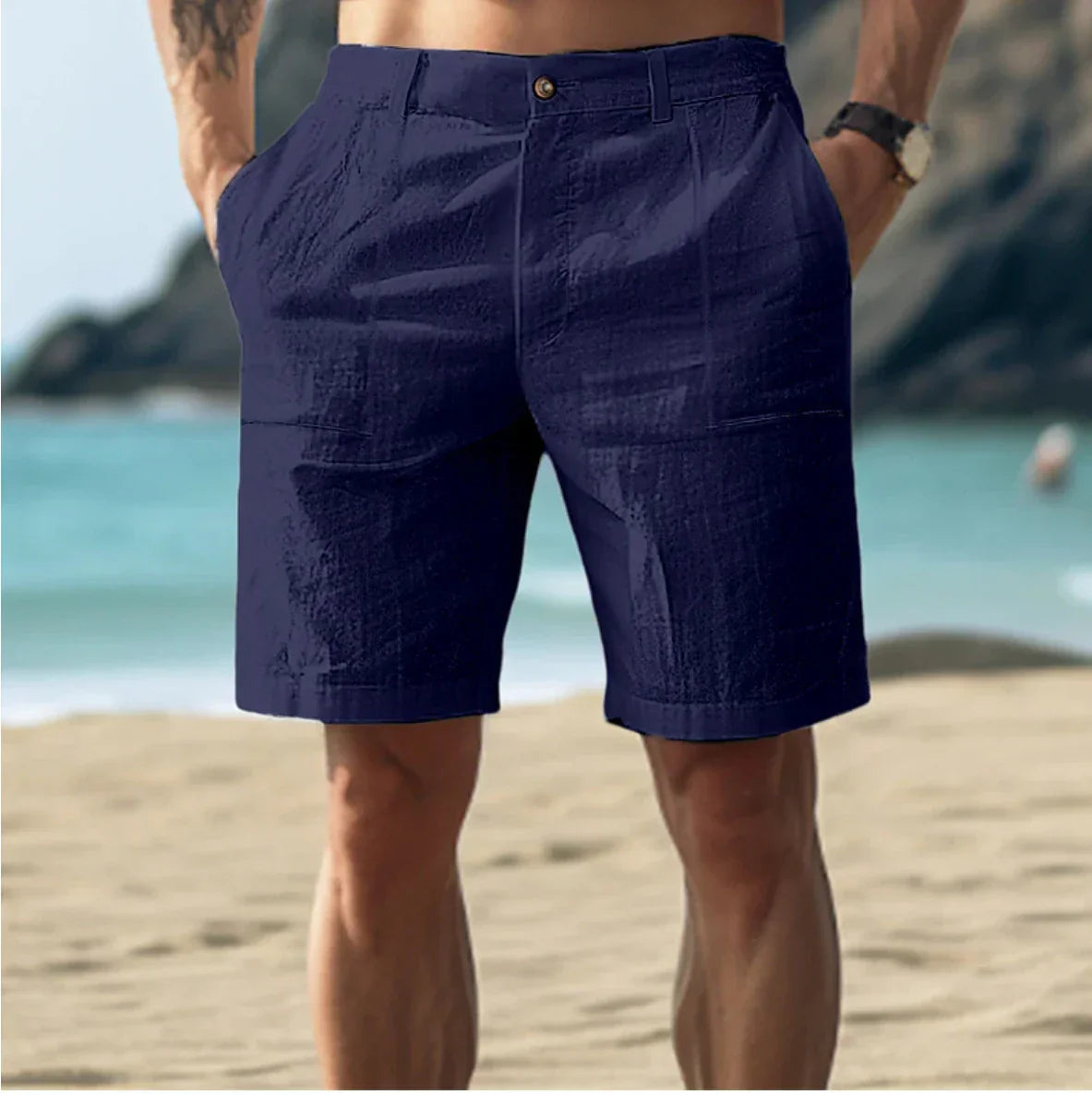 Style estival | Short en lin pour homme – Short décontracté confortable pour les soirées d'été